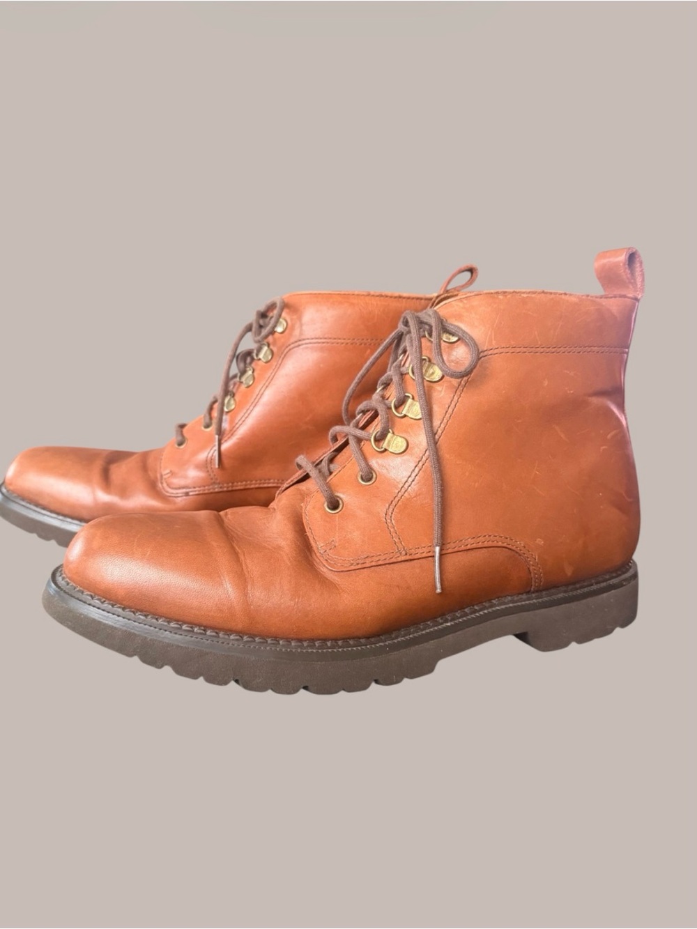 Rockport Men's Brown Leather Lace-Up Ankle Boots Size 10 .